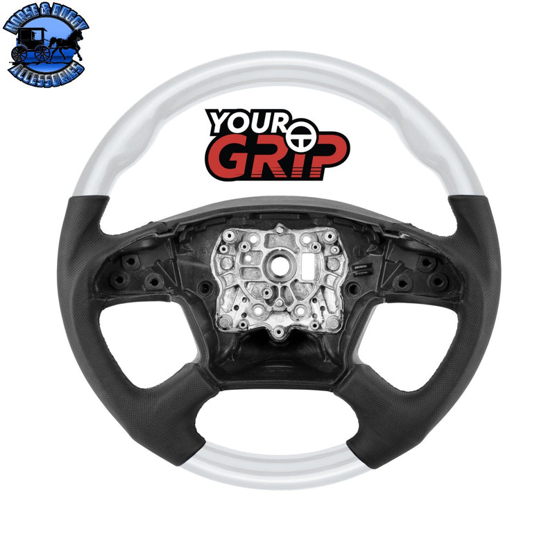 18" YourGrip Leather & Wood Candy Color Steering Wheel For 2018-2026 Freightliner Cascadia (Choose Color)