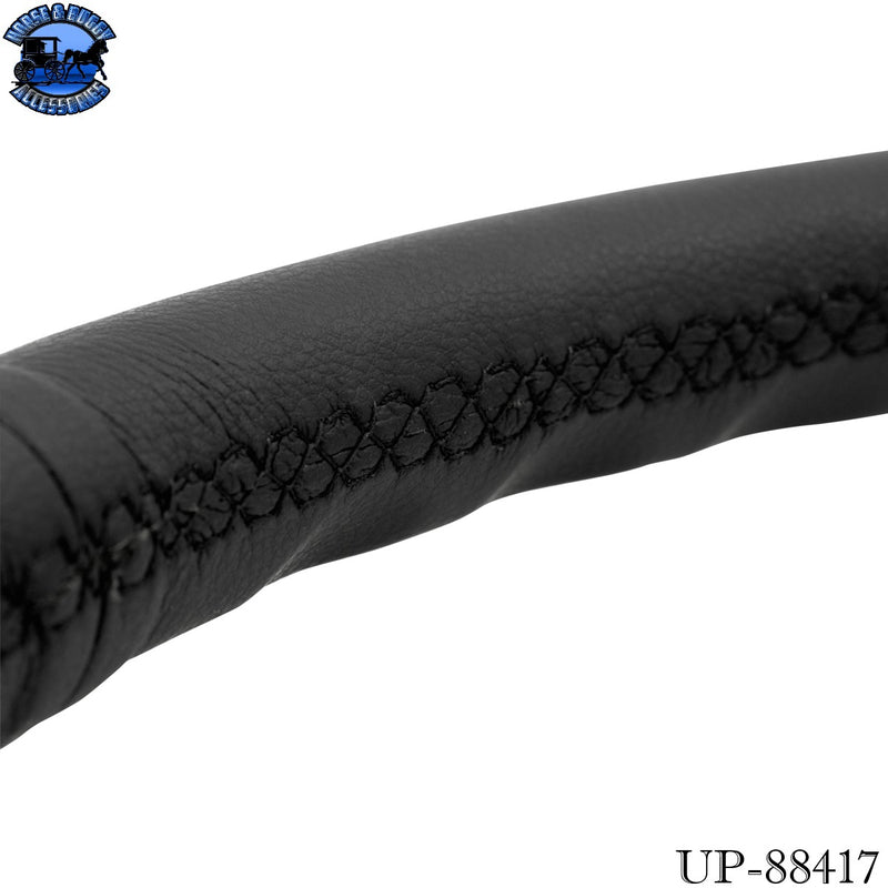UP-88417 18" Black Leather Rim 4 Spoke Steering Wheel With Chrome Horn Bezel and Horn Button