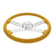 18" Candy Color 4 Spoke Steering Wheel With Chrome Horn Bezel And Horn Button-Electric Yellow
