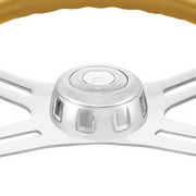 18" Candy Color 4 Spoke Steering Wheel With Chrome Horn Bezel And Horn Button-Electric Yellow