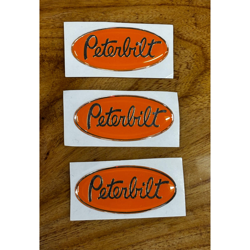 PETE PEDAL EMBLEM FOR CUSTOM PEDALS (ORANGE/CHROME) SOLD AS A SET OF 3
