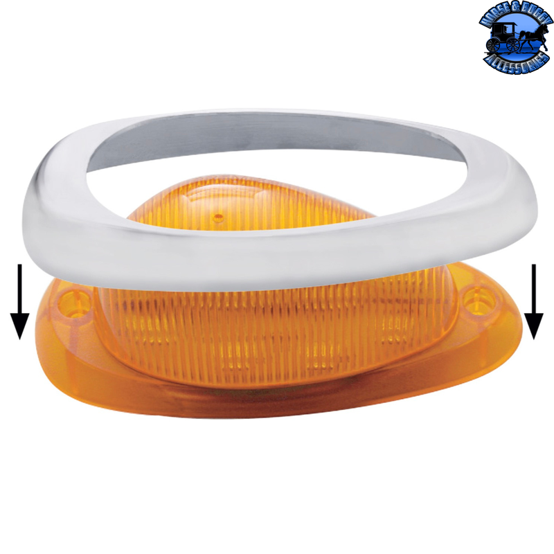 39166 15 LED Sleeper Light With Bezel For Freightliner (Clearance/Marker) - Amber LED/Amber Lens (Pair) #39166