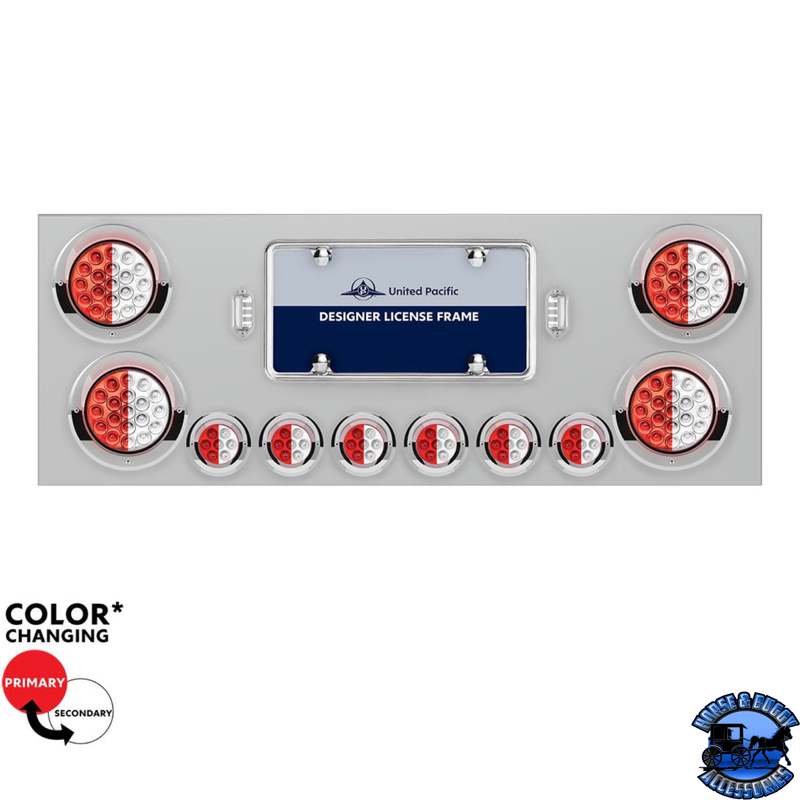 SS Rear Center Panel With 4X 19 LED 4" & 6X 7 LED 2" Double Fury Lights & Visors (Choose LED Color)