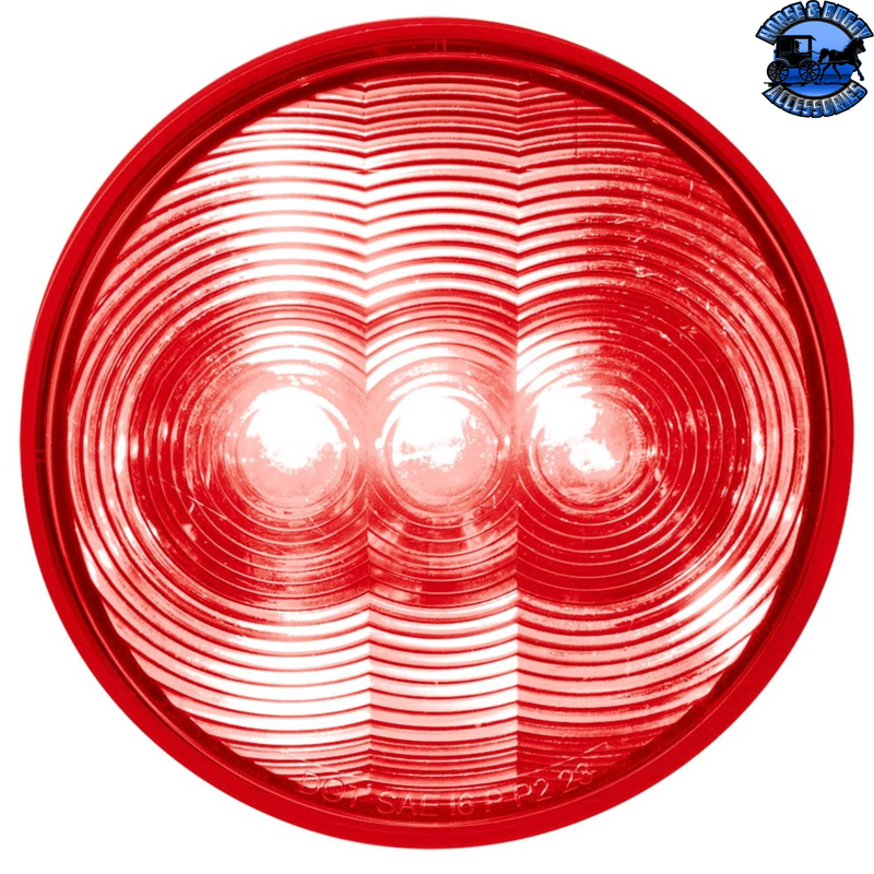3 LED 4" Round Light (Stop, Turn, & Tail)-Red LED/Red Lens #38064B
