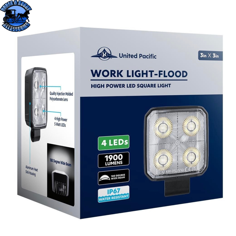 4 LED High Power 3" Square Work Light-Flood #36703