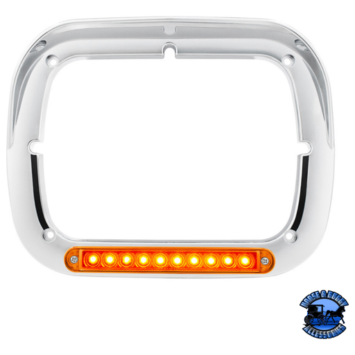 10 LED 5" X 7" HEADLIGHT BEZEL WITH VISOR (Choose Lens Color) Headlight Bezel Amber Light Gray