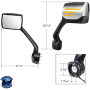 CHROME HOOD MIRROR ASSEMBLY W/ SEQUENTIAL LED TURN SIGNAL FOR 2013-2021 KENWORTH T680 & PETERBILT 579 (Choose Side) Hood Mirror Drivers Side,Passengers Side Light Gray