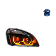 PROJECTION HEADLIGHT W/DUAL FUNCTION AMBER LED POSITION LIGHTS FOR 2008-17 FL CASCADIA (Choose Color) (Choose Side) LED Headlight Black / Passenger's Side Black