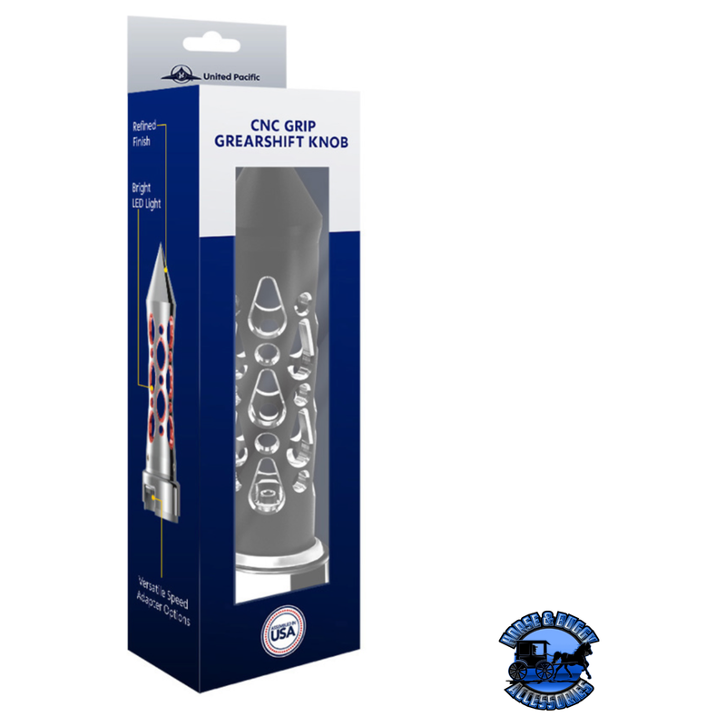 THREAD-ON BROOKLYN STYLE SPIKE GEARSHIFT KNOB WITH LED 13/15/18 SPEED ADAPTER (Choose LED Color) Knob Amber,Blue,White,Red,Green,Purple Light Gray