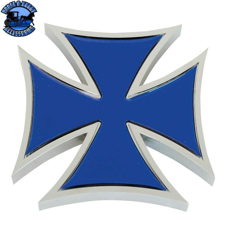 90231 4" CR. PLASTIC IRON CROSS W/ BLUE STICKER, STUD STYLE