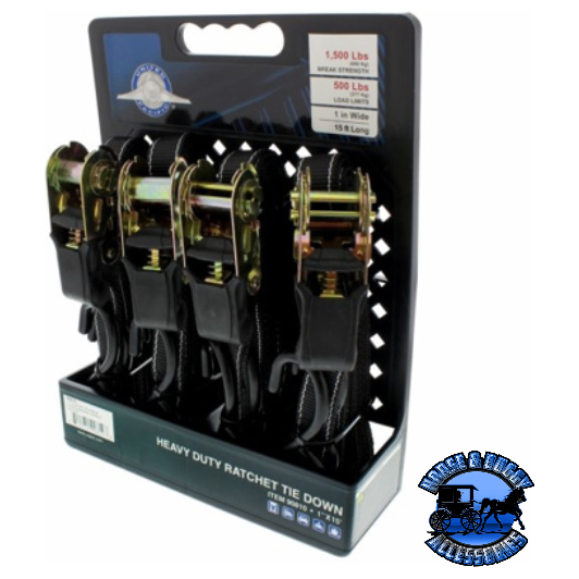UP-90810 1" X 15' Ratchet Tie Down - S Hook (4-Pack) Dark Slate Gray