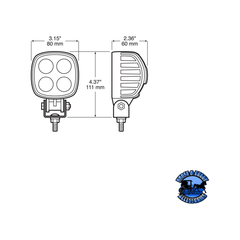 913-MV 3"x3" White, multi-volt LED Work Light, Square, Pedestal-Mount, 900 Lumen Lavender