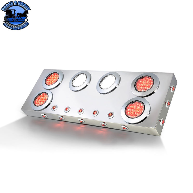 91325 SS REAR LIGHT PANEL W/ 4" & 1" RED/CLEAR/WHITE & SIDE LED, V3