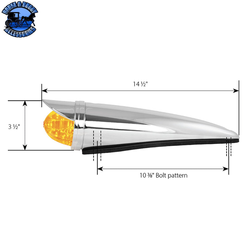 #93501 3.5"  Amber/Clear Watermelon Cab Light W/O Visor (chrome die cast housing)