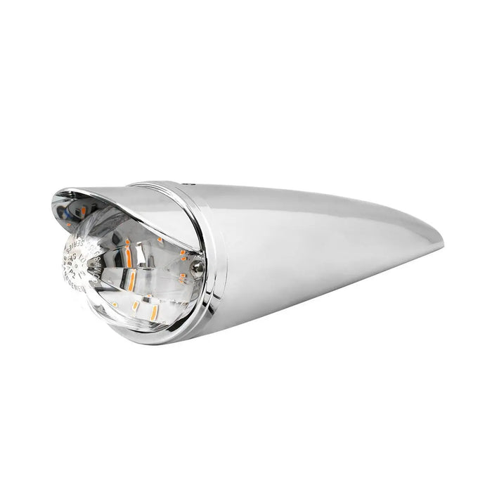 Light Gray Classic Watermelon LED Cab Light with Chrome Plastic Housing and Chrome Bezel with Visor LED Cab Light amber/clear