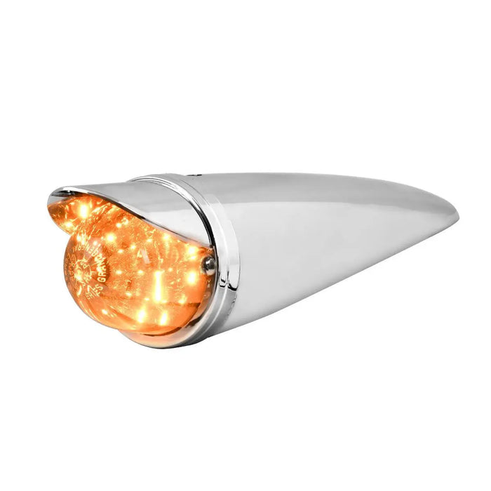 Light Gray Classic Watermelon LED Cab Light with Chrome Plastic Housing and Chrome Bezel with Visor LED Cab Light amber/amber,amber/clear,amber/smoke