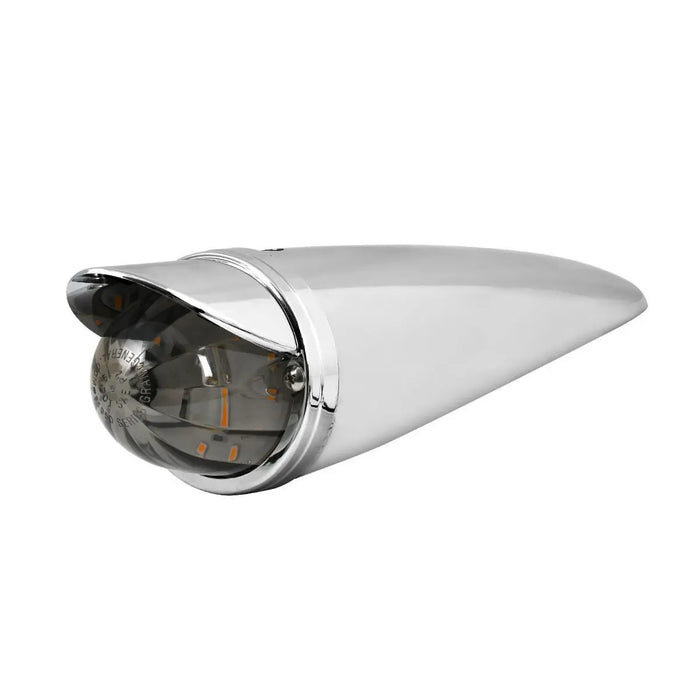 Light Gray Classic Watermelon LED Cab Light with Chrome Plastic Housing and Chrome Bezel with Visor LED Cab Light amber/smoke