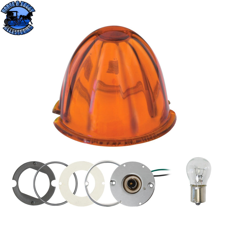 94542 SCREW IN WATERMELON DARK AMBER GLASS LENS KIT W/#1156 BULB