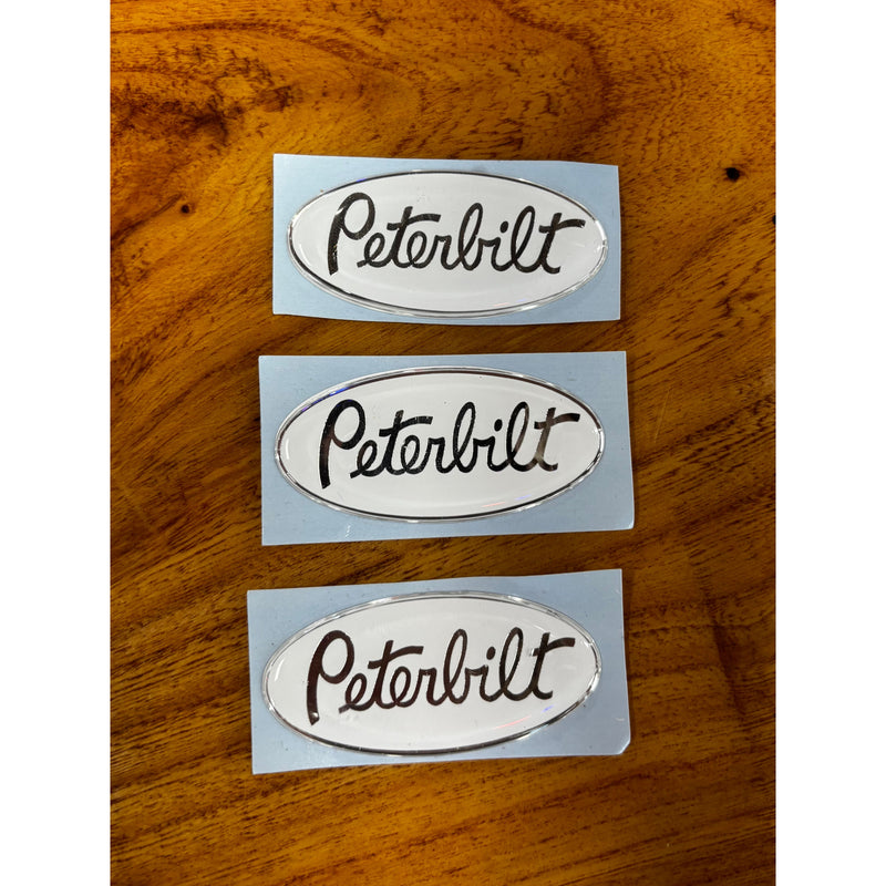 PETE PEDAL DECAL FOR CUSTOM PEDALS (WHITE/CHROME) SOLD AS A SET OF 3