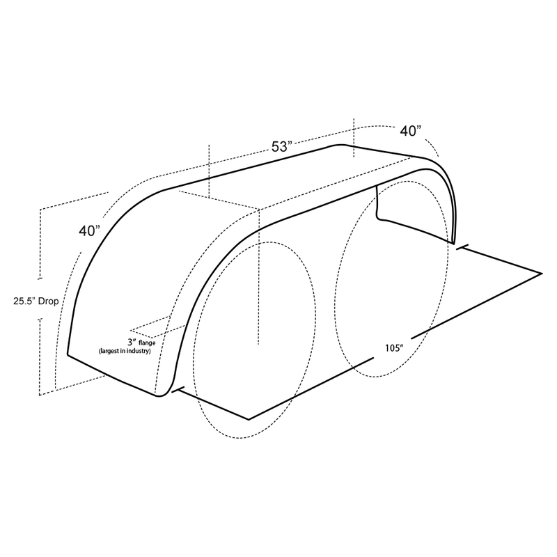 H-9506 24'' X 105'' 304SS FULL FENDER FULL FENDERS Light Gray
