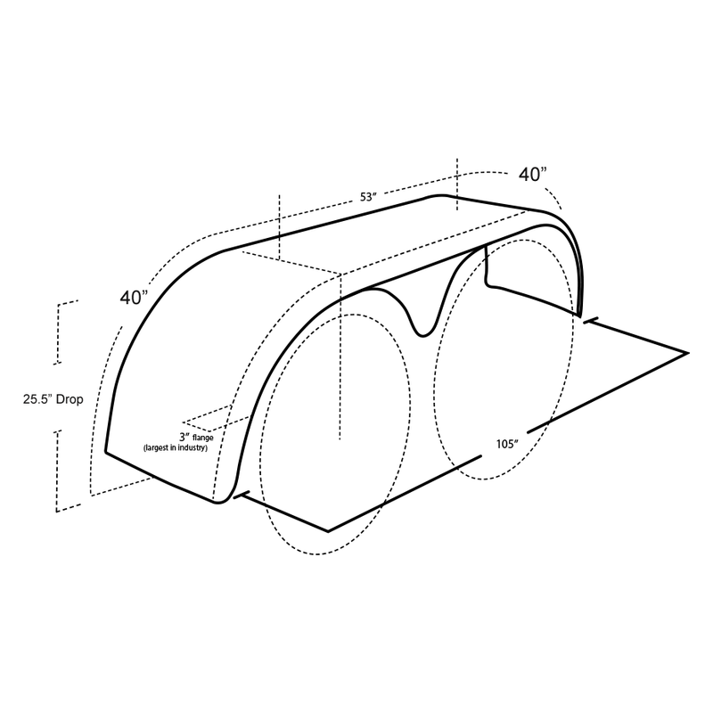 h-9506t 24"x105" 304ss tear drop in the center FULL FENDERS Black