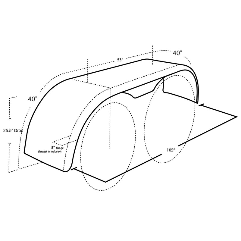 H-9506TF 24"x105" 304ss full flange FULL FENDERS Black