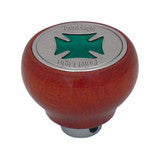 POMO DEL TABLERO DE MADERA CON CRUZ DE HIERRO VERDE Y PANEL DE INOXIDABLE