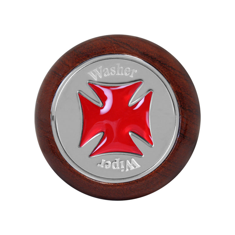 95445 Wiper/Washer Iron Cross Rosewood Dashboard Knob (Red)