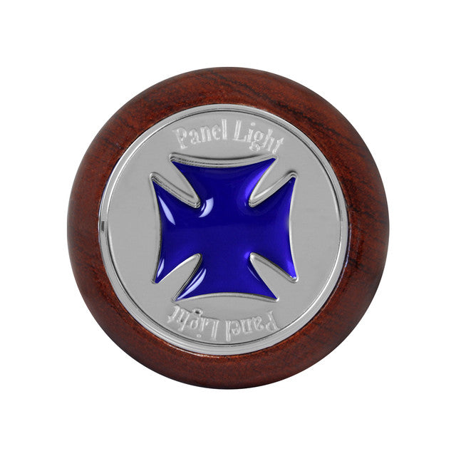 95451 Panel Light Iron Cross Rosewood Dashboard Knob (Blue)