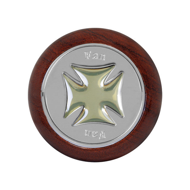 95462 Fan Iron Cross Rosewood Dashboard Knob (SILVER)