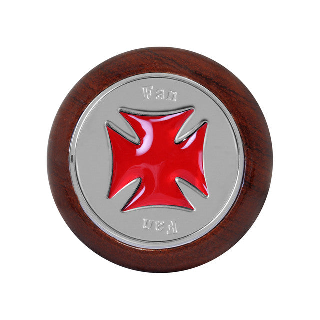 95465 Fan Iron Cross Rosewood Dashboard Knob (Red)