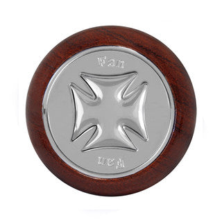 95466 Fan Iron Cross Rosewood Dashboard Knob (Silver)