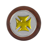 95542 Iron Cross Wood Air Valve Knob in Gold/Silver