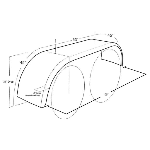 Black H-9556 31'' X 105'' 304SS LOW RIDER FULL FENDER FULL FENDERS