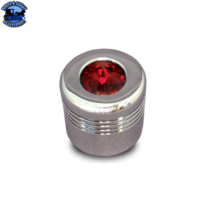 95625 CR. ALUM. GLOVE BOX KNOB COVER W/RED CRYSTAL