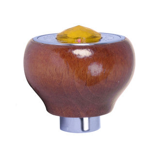 POMO DEL TABLERO DE MADERA CON JOYA ÁMBAR Y PLACA DE VENTILADOR DE ACERO INOXIDABLE