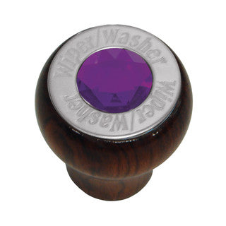 POMO DEL TABLERO DE PALISANDRO CON JOYA PÚRPURA Y PLACA DE LIMPIAPARABRISAS DE ACERO INOXIDABLE