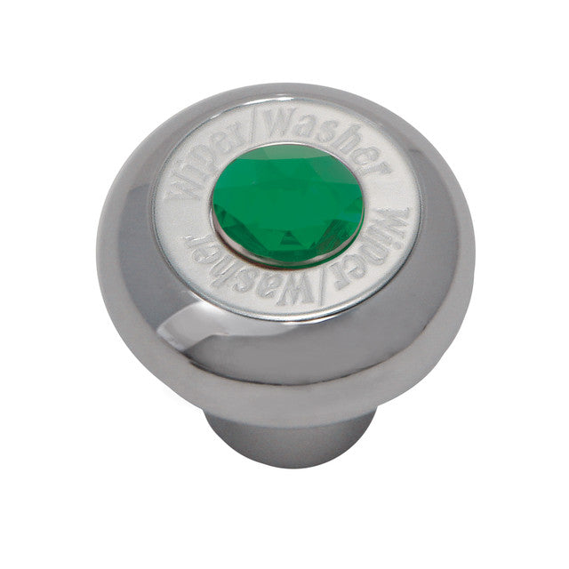 95753 Chrome Plated Dashboard Control Knob with Green Crystal (Wiper/Washer)