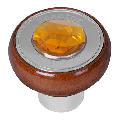 Wood Knob w/ SS Tractor/Trailer Plate & Color Jewel  (Choose One)