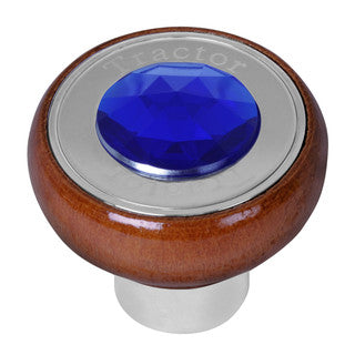 Wood Knob w/ SS Tractor/Trailer Plate & Color Jewel  (Choose One)