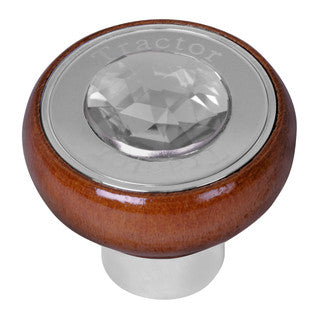 Wood Knob w/ SS Tractor/Trailer Plate & Color Jewel  (Choose One)