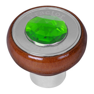 Wood Knob w/ SS Tractor/Trailer Plate & Color Jewel  (Choose One)