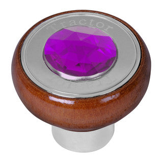 Wood Knob w/ SS Tractor/Trailer Plate & Color Jewel  (Choose One)