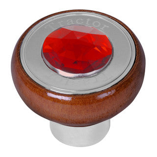 Wood Knob w/ SS Tractor/Trailer Plate & Color Jewel  (Choose One)