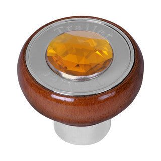 Wood Knob w/ SS Tractor/Trailer Plate & Color Jewel  (Choose One)