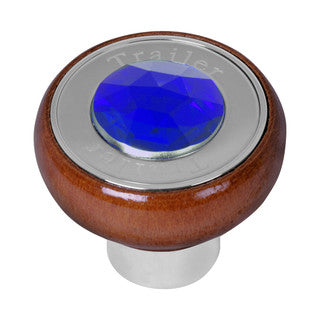 Wood Knob w/ SS Tractor/Trailer Plate & Color Jewel  (Choose One)