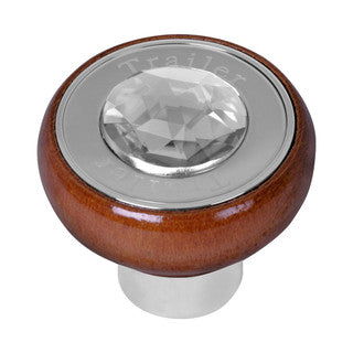 Wood Knob w/ SS Tractor/Trailer Plate & Color Jewel  (Choose One)