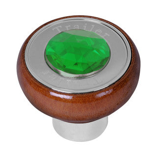 Wood Knob w/ SS Tractor/Trailer Plate & Color Jewel  (Choose One)