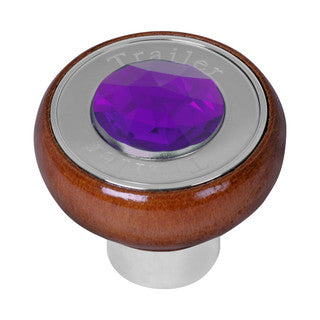 Wood Knob w/ SS Tractor/Trailer Plate & Color Jewel  (Choose One)