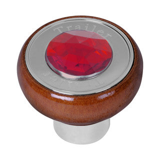 Wood Knob w/ SS Tractor/Trailer Plate & Color Jewel  (Choose One)